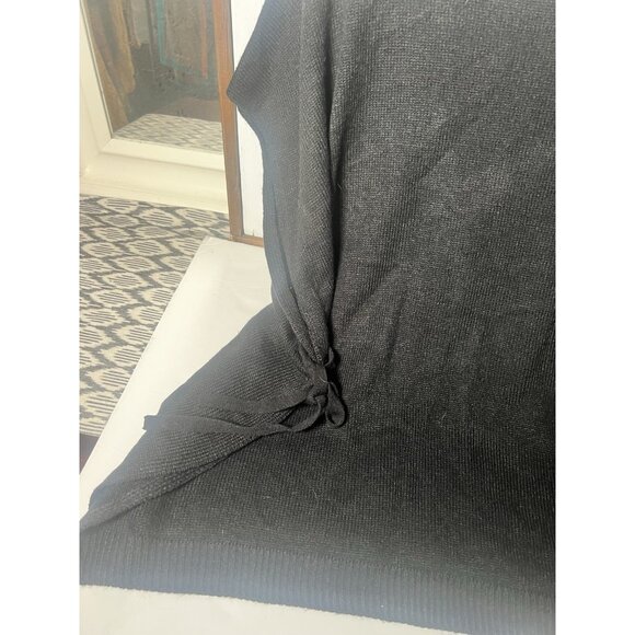 LOFT Sweater Poncho Shawl~M L ~Black Cardigan Shawl Open Side Ties. Cc - Picture 2 of 4